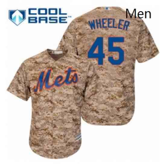 Mens Majestic New York Mets 45 Zack Wheeler Authentic Camo Alternate Cool Base MLB Jersey